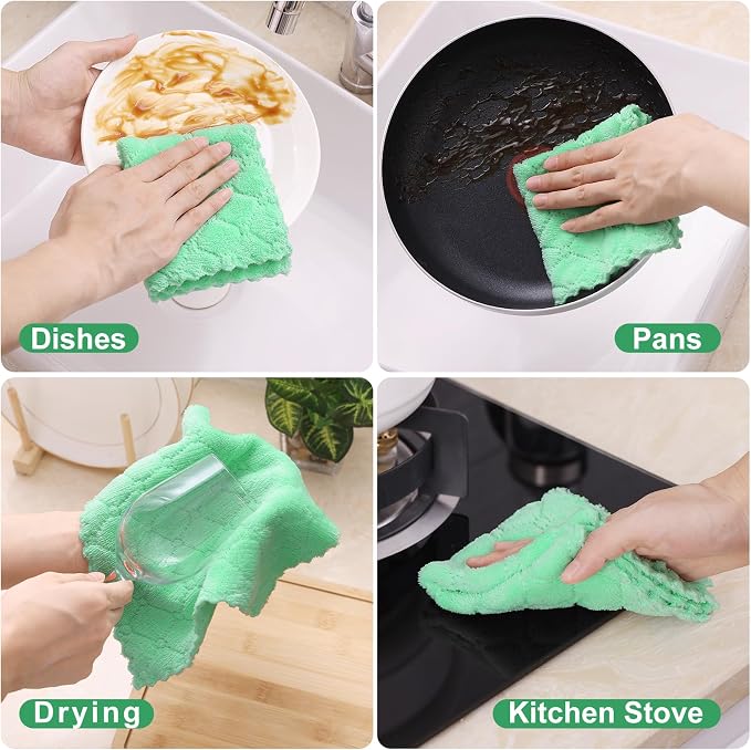 Homaxy 12 Pack Kitchen Dish Cloths, Super Soft and Absorbent Coral Velvet Dish - Image 4