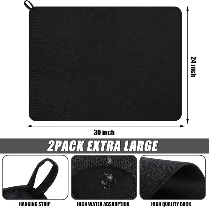 Hushee 2 Pack Extra Large Dish Drying Mat Microfiber Absorbent Dish Drying Pad - Image 2