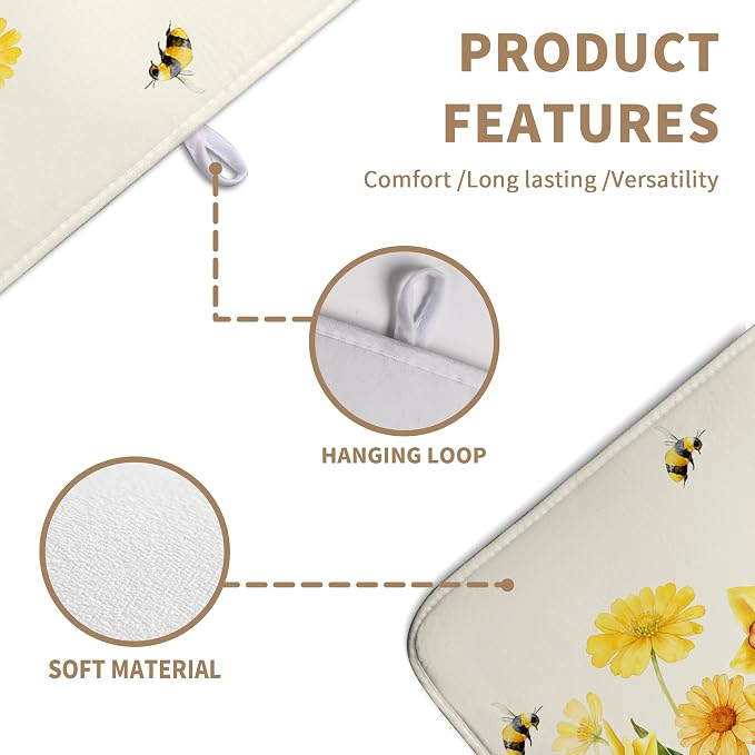 Spring Summer Daffodils Dish Drying Mats Spring Yellow Rose Dish Mat Drying - Image 2
