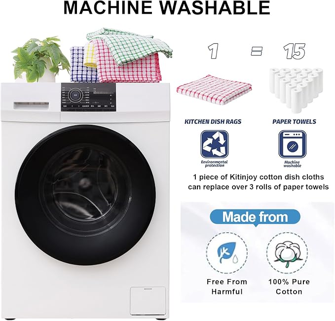 Kitinjoy Cotton 6 Pack Terry Kitchen Towels, 16 x 25 Inches Super Soft and - Image 5
