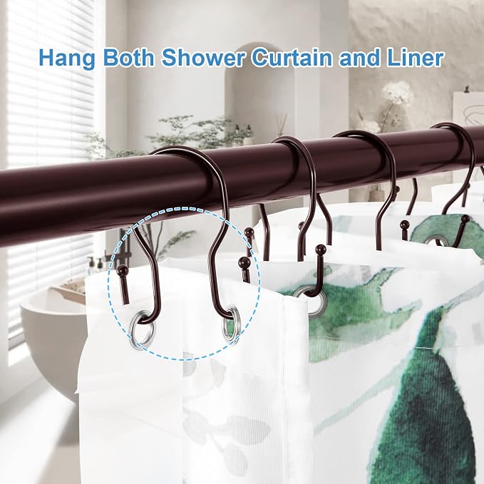 24 Pack Double Shower Curtain Hooks Rings, TENOVEL Double Sided Shower Curtain - Image 3