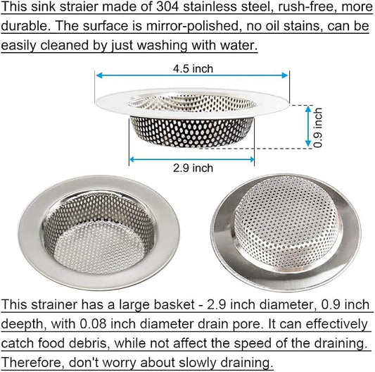 2PCS Kitchen Sink Strainers, Sink Drain Filter, Sink Basket Strainer, 4.5 Inch - Image 2