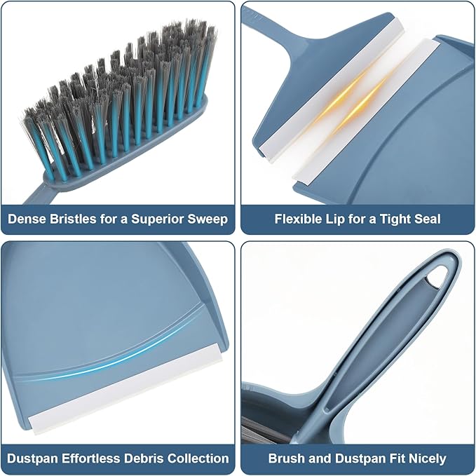 Small Hand Broom with Dustpan Combo Set, Mini Dust Pan and Brush Set with a - Image 4