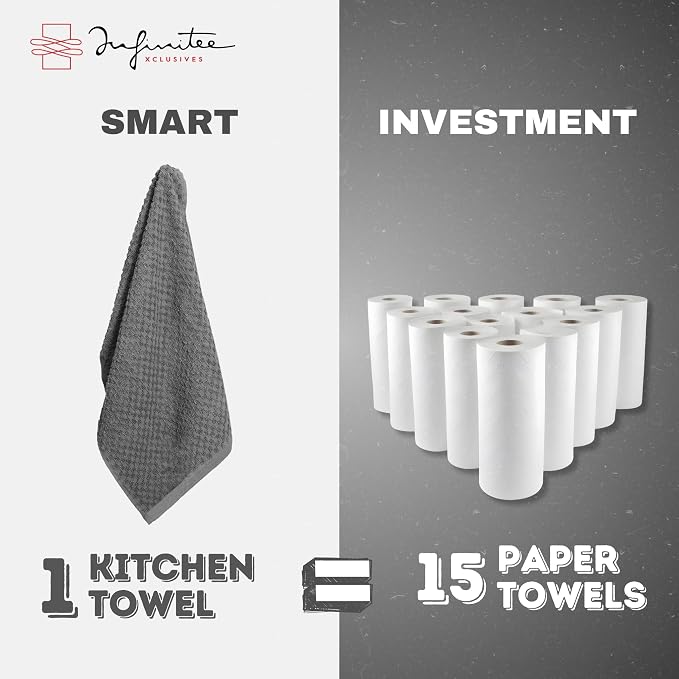 Infinitee Xclusives Premium Kitchen Towels – Pack of 3, 100% Cotton |15 x 25| - Image 6