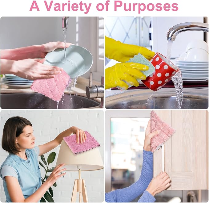 Bessrung 20 Packs Kitchen Cloth Dish Towels, Nonstick Oil Fast Drying Washcloths - Image 5
