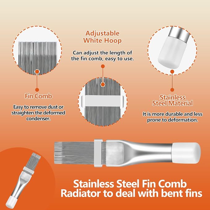 10 Piece Air Conditioner Fin Comb Cleaning Kit AC Coil Cleaning Brush Condenser - Image 6