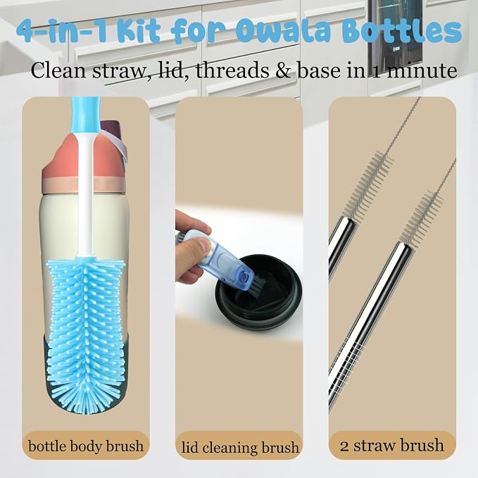 4 Pack Bottle Brush Cleaner Water Bottle Brush Cleaning Kit Straw Cleaner - Image 7