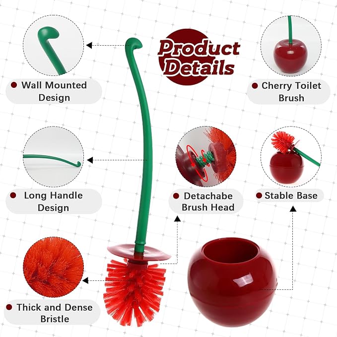 Creative Toilet Brush with Holder Bowl&Long Handle, Household Bathroom Cleaning - Image 2