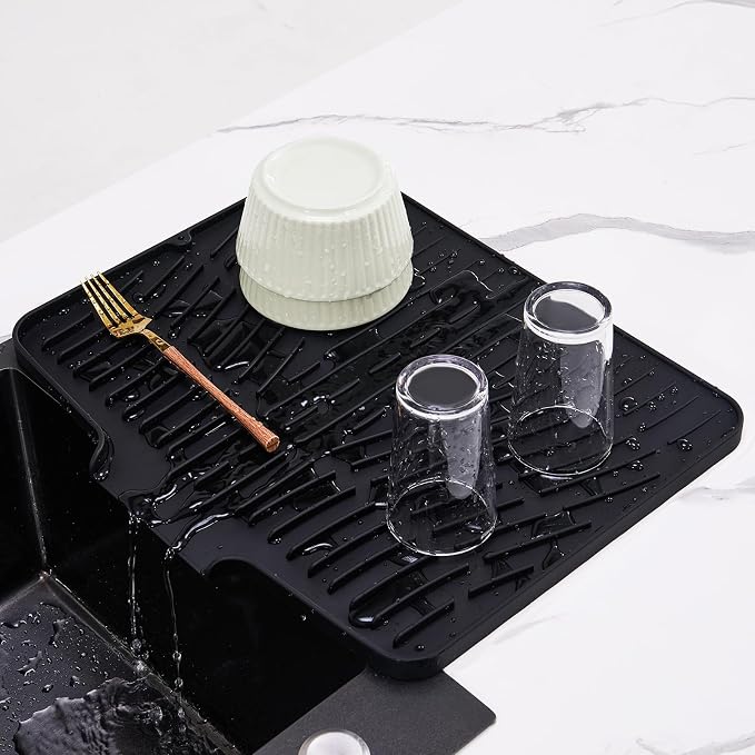 Silicone Dish Drying Mat for Kitchen Counter, Non-Slip Dish Drying Pad by YUEYUEJIA