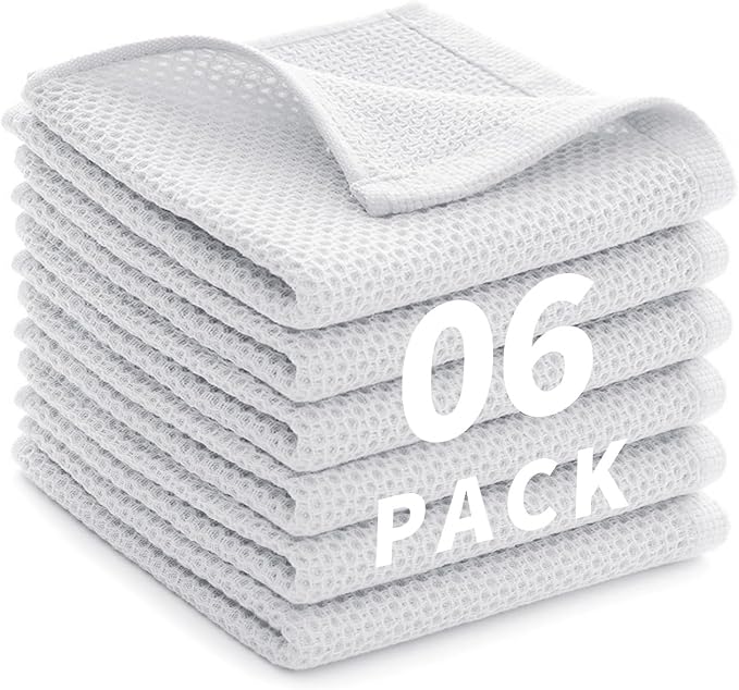 Cotton Dish Cloths 6 Pack, 12x12 Inch – Super Absorbent, Quick-Dry & Reusable by LikGuest