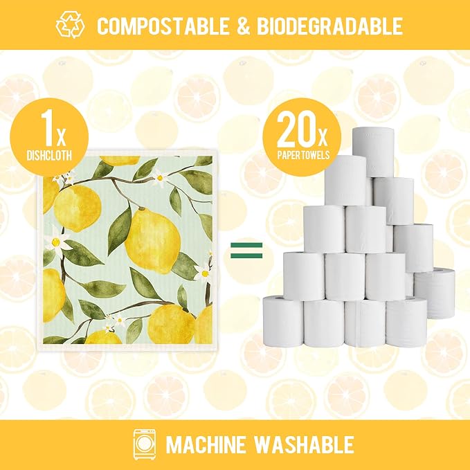 Morigins Mixed Fruit Swedish Kitchen Dishcloths Reusable Dish Towels Absorbent - Image 3