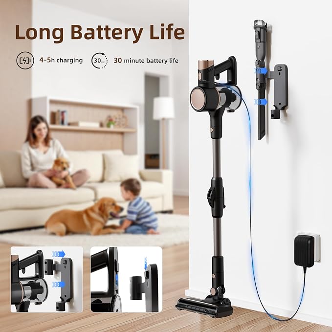COWSAR Cordless Stick Vacuum Cleaner, Bagless Lightweight Stick Vacuum - Image 6