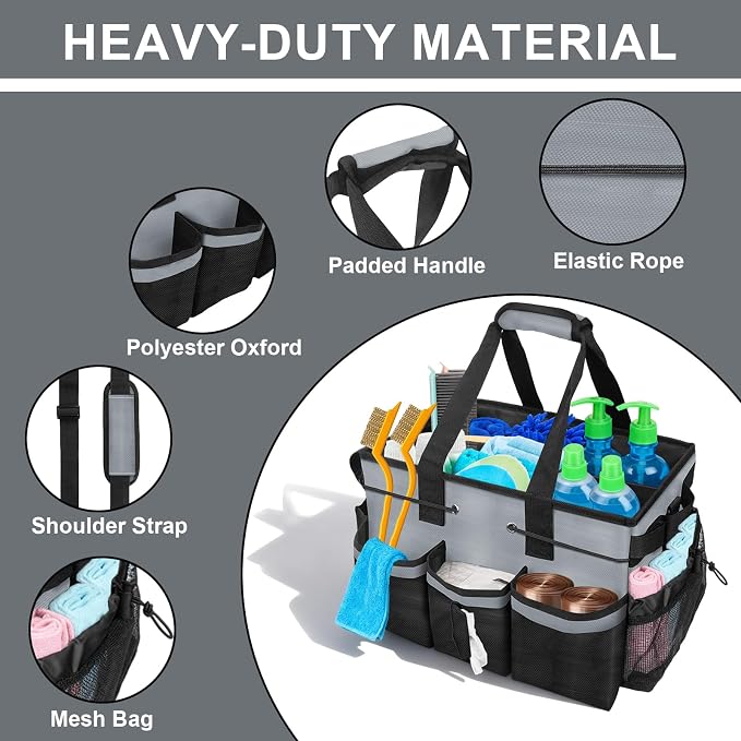 Large Cleaning Caddy Bag 15" x 10½" x 9" Heavy-Duty Organizer Tote - Image 4