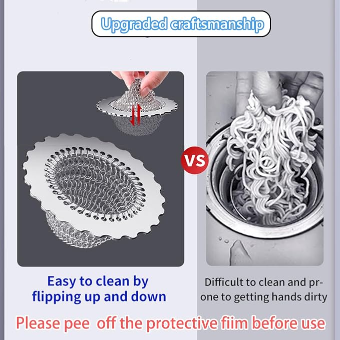 Kitchen Sink Drain Strainer, Patented 304 Stainless Steel Reversible Mesh - Image 2