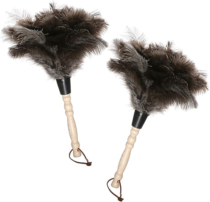 Natural Gray Ostrich Feather Duster, 2 Packs, Car Duster Interior/Exterior by Midoneat