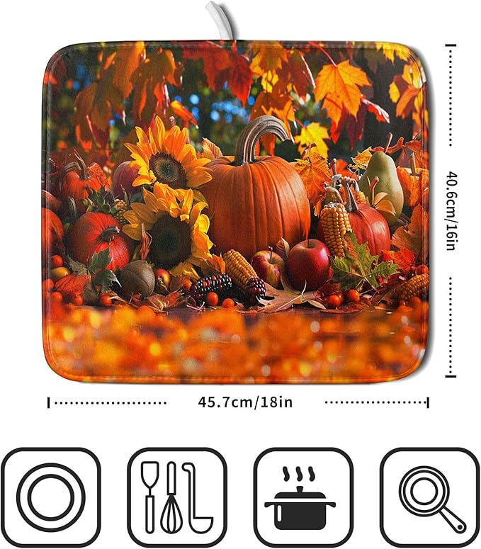 Fall Harvest Pumpkin Dish Drying Mat - Image 2