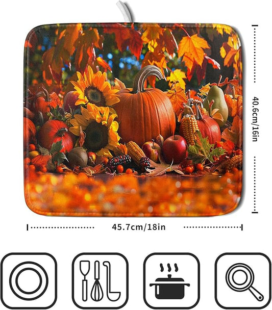 Fall Harvest Pumpkin Dish Drying Mat - Image 2