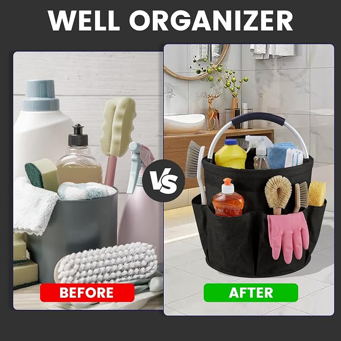Cleaning Caddy with Handle and 6 Pockets, 17L Cleaning Supplies Organizer - Image 3