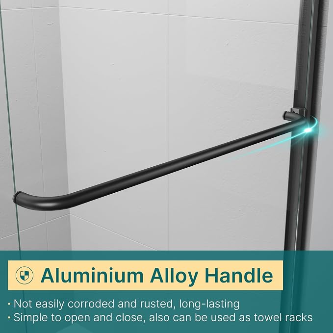 ELEGANT Semi-Frameless Sliding Shower Door 60 in. W x 72 in. H, Bathroom - Image 6