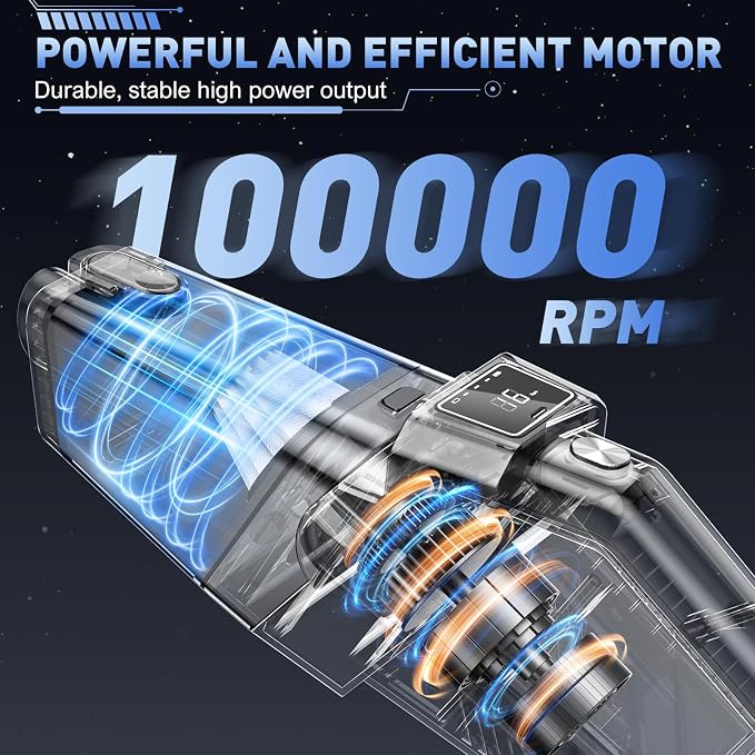 JONYJ Handheld Vacuum Cordless, 16000PA High Power Car Vacuum Cleaner, Portable - Image 3