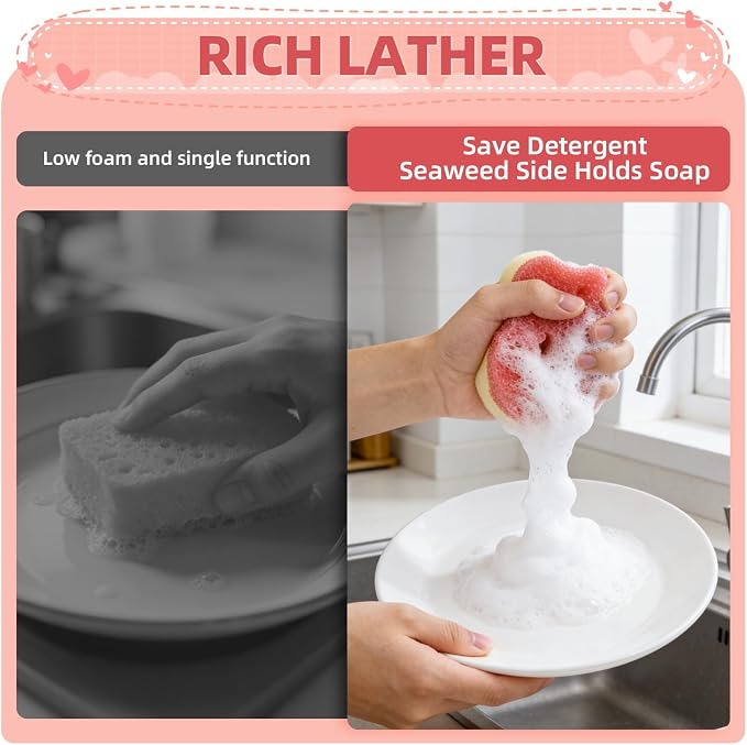 4pcs Scrub Sponges, Dual-Sided Temperature-Controlled Dish Sponges, Scratch-Free - Image 5