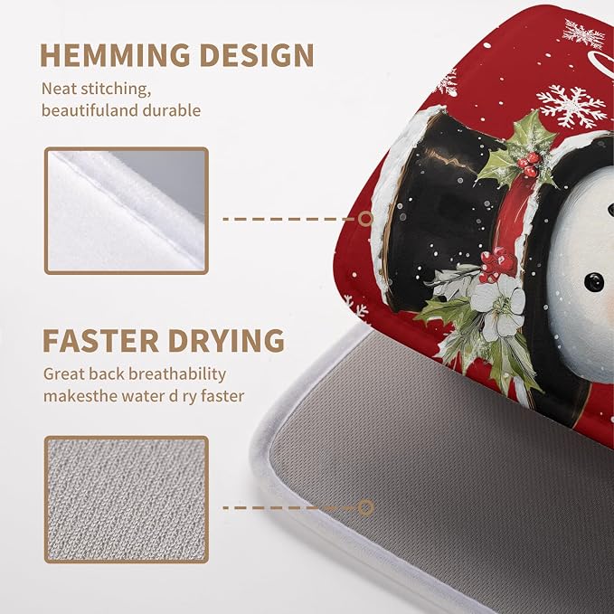 Snowman Christmas Dish Drying Mat Winter Drying Mats - Image 4