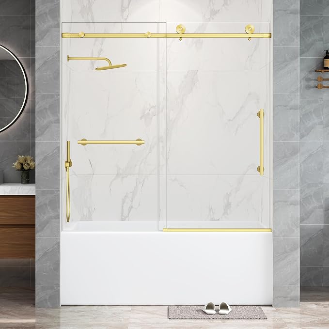 Frameless Tub Sliding Door, 5/16" Bathtub Shower Door by Unknown