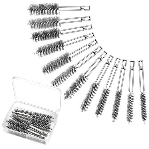 Patelai 12 Pcs Stainless Steel Wire Bore Brush Different Size Twisted Cleaning by Patelai