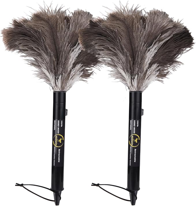 Aldwin Ostrich Feather Duster Retractable 2 Pack, 16 inch Genuine Fluffy by AldwinOstrichFeatherDuster