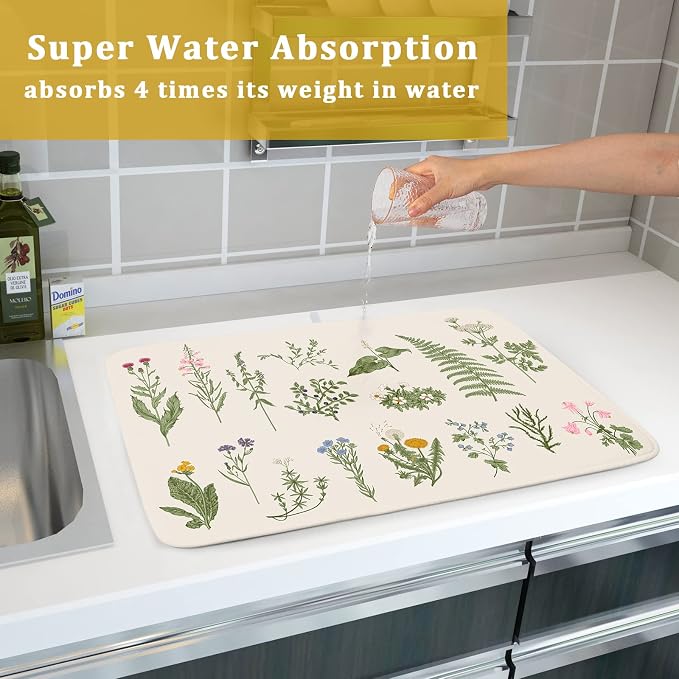 Sage Flower Herbs Dish Drying Mat - Image 7