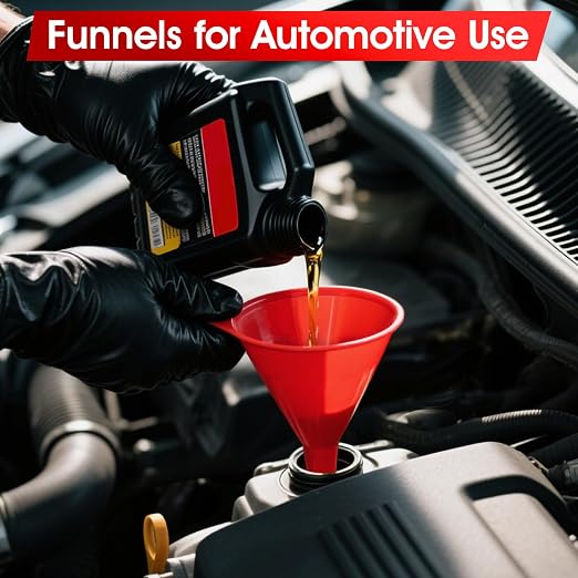 DEDC Oil Funnels Plastic Set for Car Automotive Kitchen Mini Small Large Red - Image 4