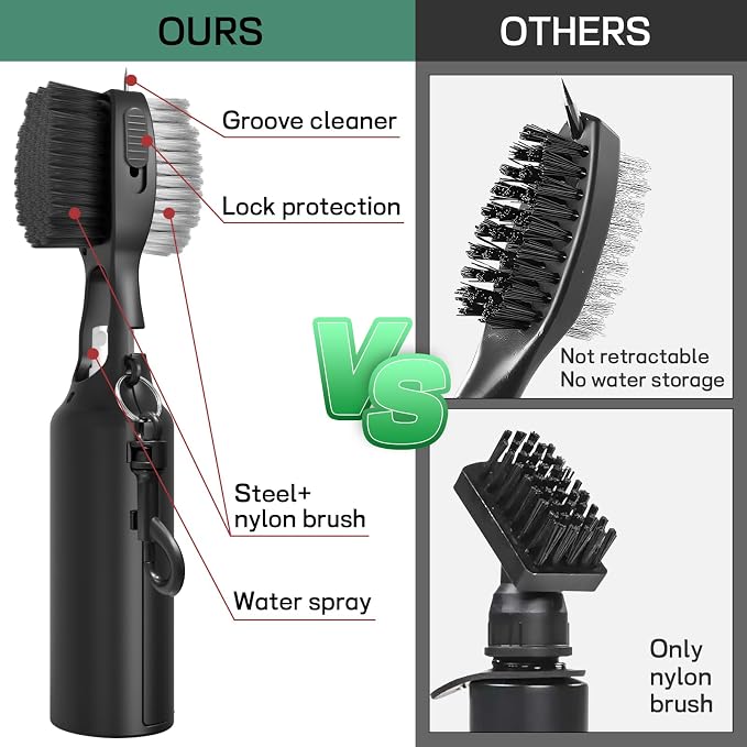 THIODOON 2 Pack Golf Club Brushes and Groove Cleaner 2 ft Retractable Zipline - Image 3
