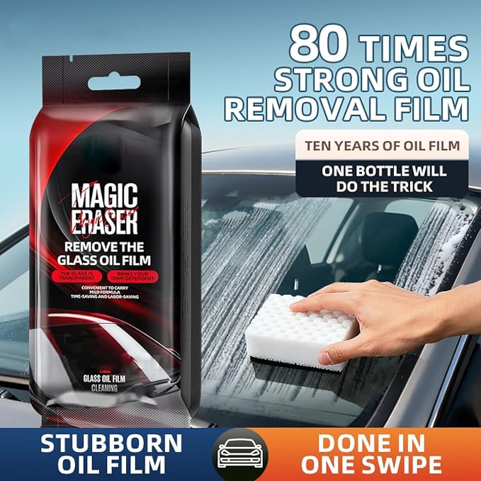 Car Glass Film Magic Cleaning Sponge, Non-Scratch Windshield Oil Film Remover - Image 5