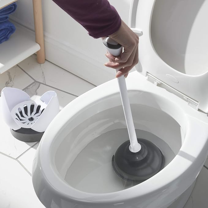 Clorox Toilet Plunger with Hideaway Holder Caddy Heavy-Duty Compact Design with - Image 11