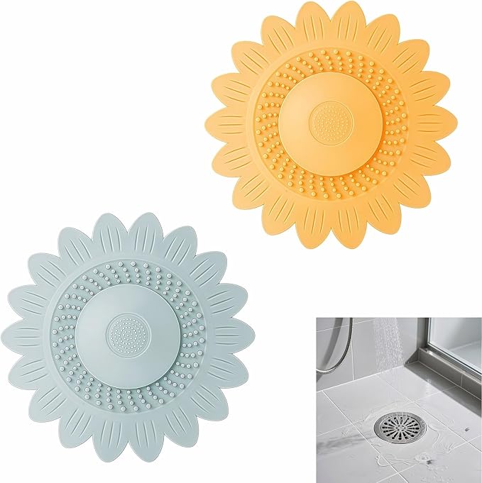 Sunflower Silicone Drain Cover, Flower Shape Bathtub Drain Cover, Non-Slip by Btolin