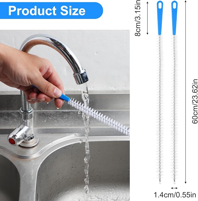 2 Pack Flexible Drain Cleaning Brush, 23.6inch Long Drain Clog Remover Tool - Image 3