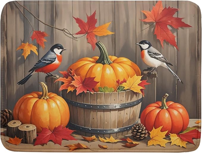 Fall Thanksgiving Dish Drying Mat by Aytipun