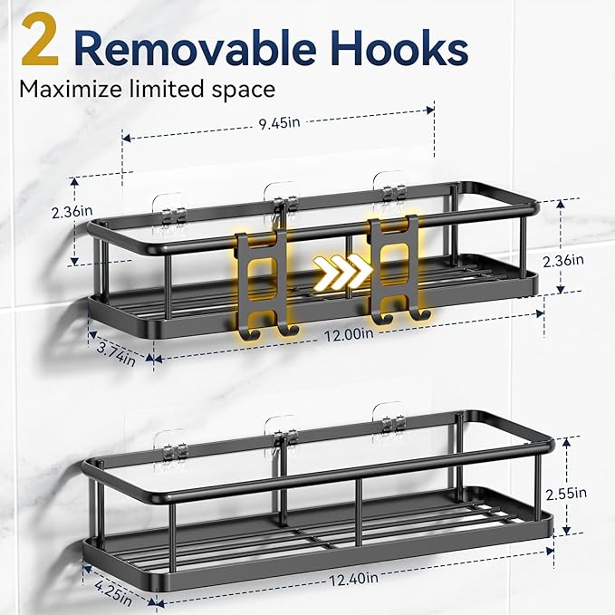 YASONIC Shower Caddy Adhesive, Rustproof Shower Shelves - Image 7