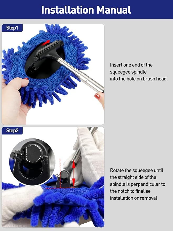 3 in 1 Car Windshield Cleaner Tool 40”Car Rearview Mirror Wiper Squeegee Wash - Image 6