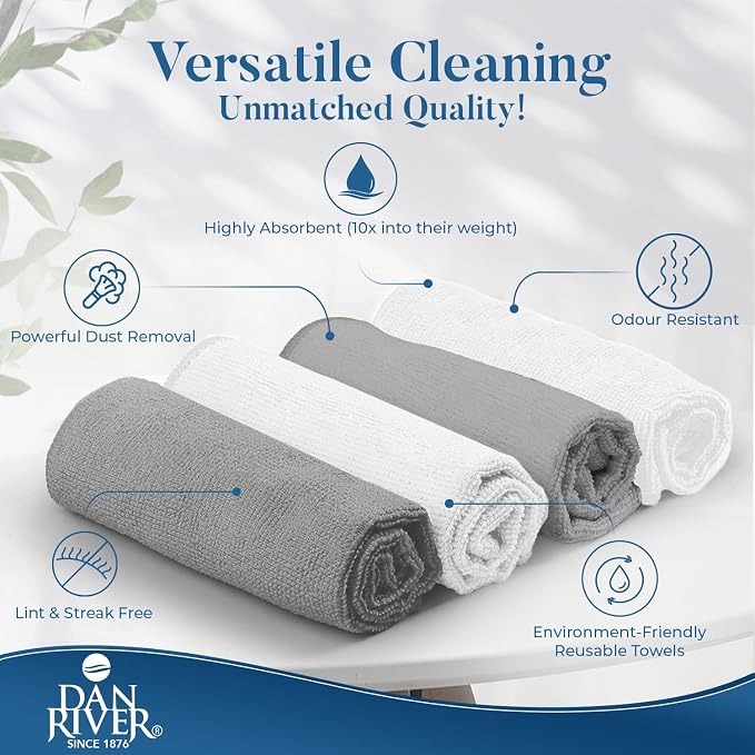 DAN RIVER 24-Pack Microfiber Towels – Ultra Absorbent, lint Free Cloth & - Image 3