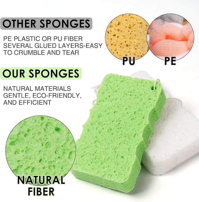 100% Natural Compressed Cellulose Bath Shower Loofah Travel Pack Foam Sponge - Image 4