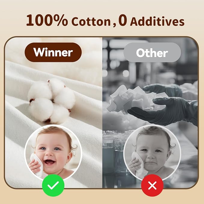 Winner 100% Cotton Dry Wipes, USDA Certified Baby Wipes, Soft & Gentle - Image 5