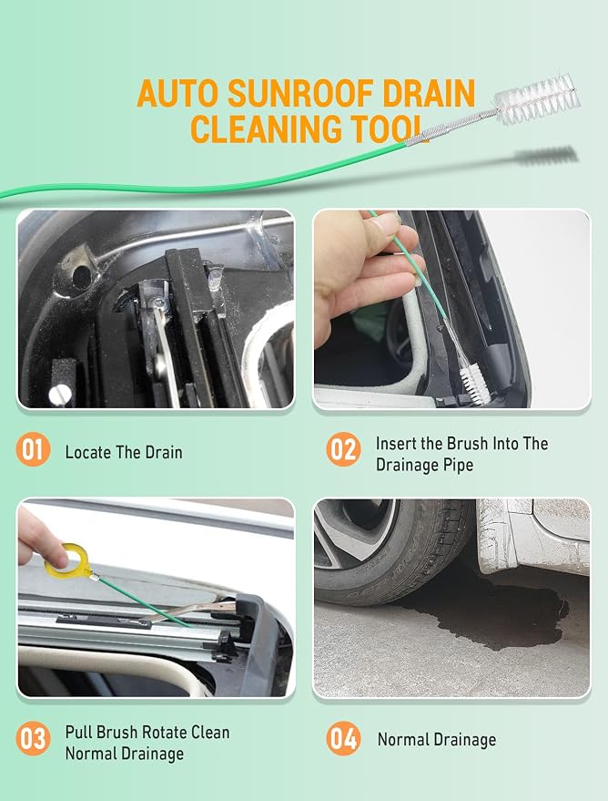 Auto Sunroof Cleaning Tool, 120 Inch Long Flexible Pipe Brush, Tube Cleaner - Image 5
