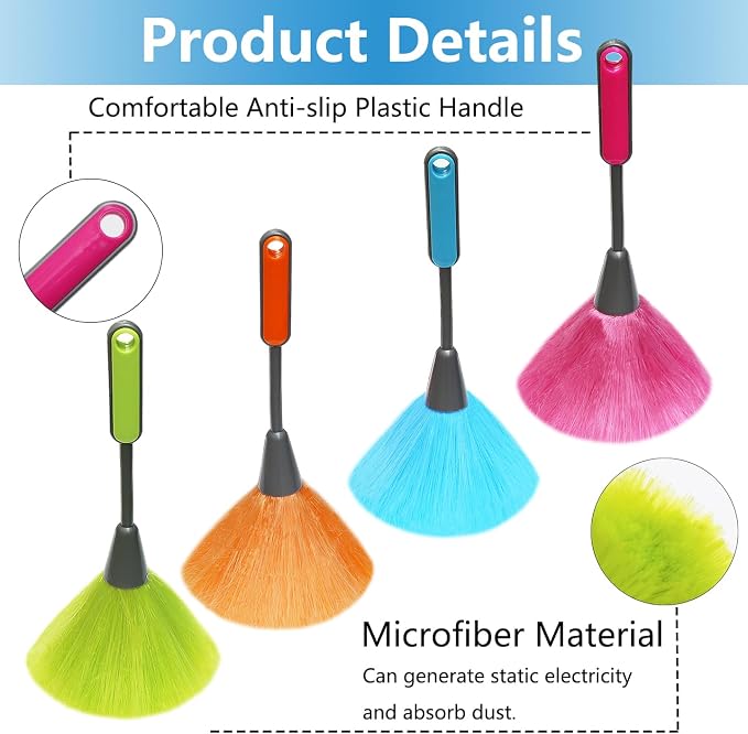 4 Pack 10 inch Microfiber Duster, Feather Duster, Grips Microfiber Delicate - Image 5
