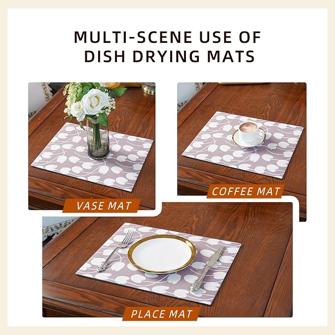 Dish Drying Mat Absorbent Coffee Mat Rubber Backed Soft Silicone Kitchen - Image 6