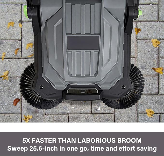Walk-Behind Hand Push Floor Sweeper, 25.6" Sweeping Width Floor Sweeper Manual - Image 3