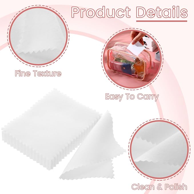 Tatuo 200 Pieces Jewelry Polishing Cloth 2.36 x 3.15 Inch Double-Sided - Image 3
