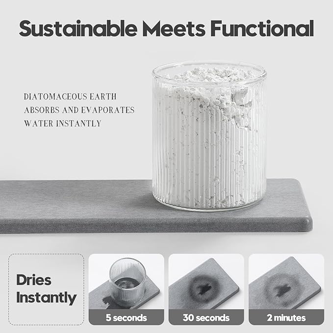 3PCS Bathroom Sink Vanity Trays, Quick Stone Drying Mat Dish Soap Dispenser - Image 3