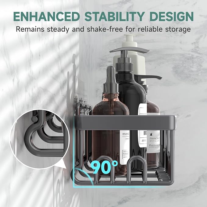 Veken Rustproof & Waterproof Shower Caddy 6-Pack, No Drilling Adhesive Shelves - Image 2
