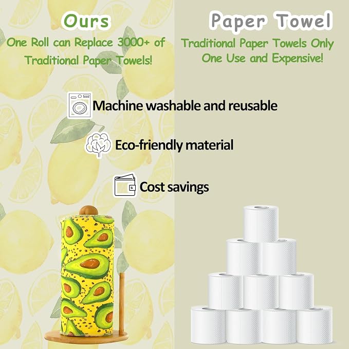 25 Pack Reusable Paper Towels, Paperless Towels Roll Washable Cotton Cloth - Image 3